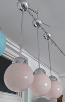 Art deco - bauhaus wedding lamp trio renovated - pink sphere shade
