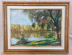 (K) Zoltan Hornyik's beautiful landscape painting with a 49x39 cm frame