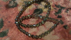 49 Cm, smoky, aurora borealis light, faceted crystal necklace.