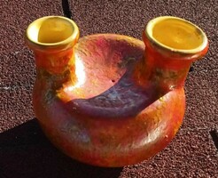 Retro Tófej kerámia kétlyukú váza