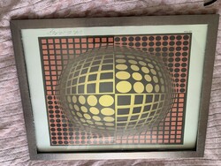 Vasarely screen print in a signed and numbered sophisticated frame