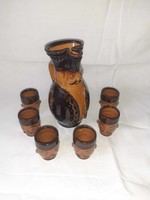 Mónus Ferenc folk ceramic drinking set with miska jug