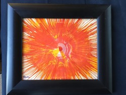 Ancient explosion, abstract oil painting.