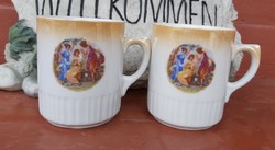 Old porcelain Zsolnay skirted hinged mug antique nostalgia
