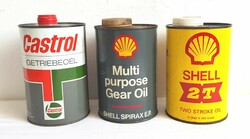 Shell és Castrol olajos fém doboz 3db bontatlan 2db