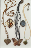 Necklace + pendants - made of abalone shells, minerals -