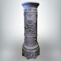 Antique cast iron stove richly decorated