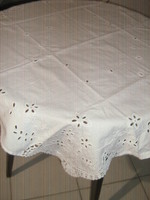 Beautiful crocheted embroidered rosette white tablecloth