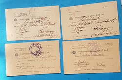 4 db régi magyar Portómentes levelezőlap 1900-as évek eleje