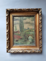 2 Landscape oil paintings in a frame