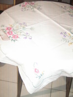 Wonderful hand embroidered vintage floral tablecloth