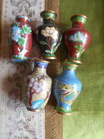 4+1 antique fire enamel cloisonné copper vase together 8 cm (3000/piece)