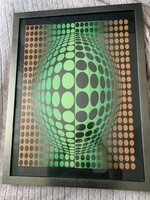 Vasarelely numbered screen print in a sophisticated frame