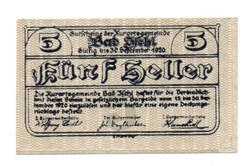 5  Heller 1920 Szükségpénz Ausztria