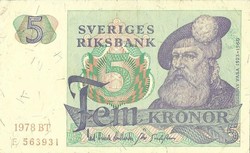 5 korona kronor 1978 Svédország 1.