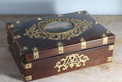 19th century French sewing box with jewelry holder miniature