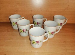 Zsolnay porcelain flower pattern mug set - 6 pieces in one