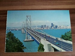 Régi képeslap, Amerika, San Francisco Oakland Bay Bridge, postatiszta