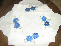 Beautiful blue floral applique pattern tablecloth