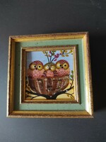Hand painted owl family mini picture