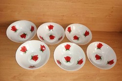 HB porcelán rózsa mintás tányér, tálka - 6 db egyben (40/d)
