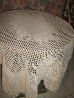 Beautiful antique handmade crochet special ecru lace tablecloth