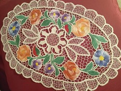 Kalocsa pattern, oval rosette lace tablecloth