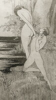 Original art nouveau drawing /beautifully framed/
