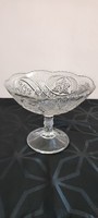Lead crystal serving bowl with base, thick-walled, large