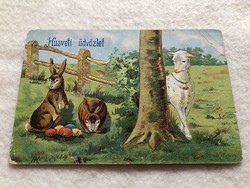 Antik, régi arannyal préselt  litho  Húsvéti  képeslap  -  1908                                 -10.