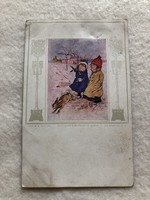 Antik, régi grafikus képeslap - 1918                                    -10.