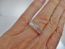 Nice old silver ring with white stone