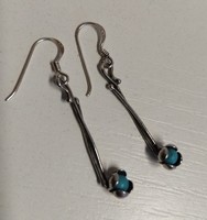 Marked 925 sterling silver hook-on earrings studded with a turquoise stone