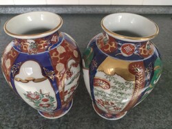Pair of Japanese hand-painted vases / 2 pcs /