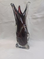 Cseh bordó üveg váza