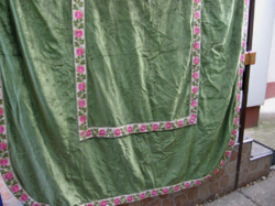 Old large green velvet bedspread