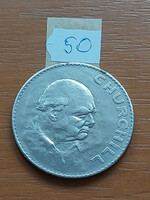 ANGOL ANGLIA  5 shilling 1 KORONA 1965 Winston Churchill, II. Erzsébet királynő  Réz-nikkel   50