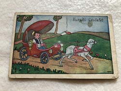 Antique, old graphic Easter postcard - Gyulai -10.