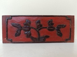 Antik kínai bútor dísz kis méretű dekoratív faragott lakkozott aranyozott térbeli virág kép 324 8860