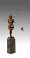 Fishing girl bronze statue (68774)
