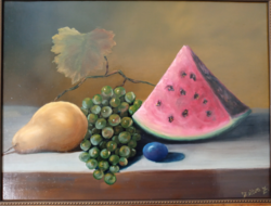 Zoltán Zsitva melon still life 2020 oil painting