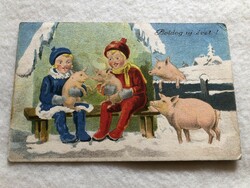 Antik, régi Újévi képeslap                                       -10.