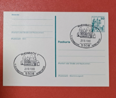 Stamped postcard, with first day stamp, Germany, post office