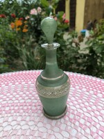 Green, painted decorative glass, bottle for sale!