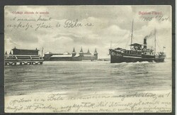 1905. - Steamboat station and swimming pool - used postcard - Balatonfüred