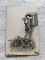 Antique, old New Year's card with long address - 1900 -10.