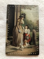 Antique, old litho postcard - with small holes -10.
