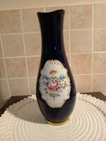 Hollóházi kobalt kék nagyméretű kézzelfestett váza