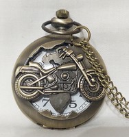 Hollow motorcycle pocket watch necklace