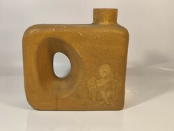 Mid-century painted ceramic/pyrogranite vase, second half of the xx.Szd